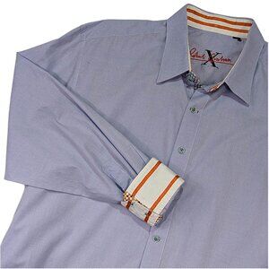 Robert Graham Button Up Shirt Mens‎ XL Periwinkle Flip Cuff Smart Casual Modern